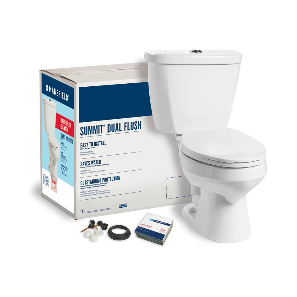 Mansfield Plumbing Summit Dual Flush Elongated Complete Toilet Kit