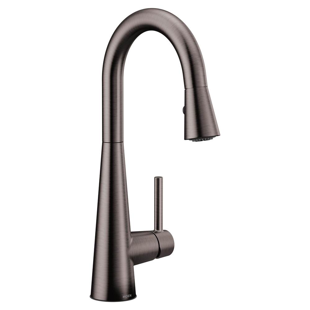 Moen Sleek Single-Handle Pull-Down Sprayer Bar Faucet Featuring Reflex and Power Clean in Spot Resist Black Stainless