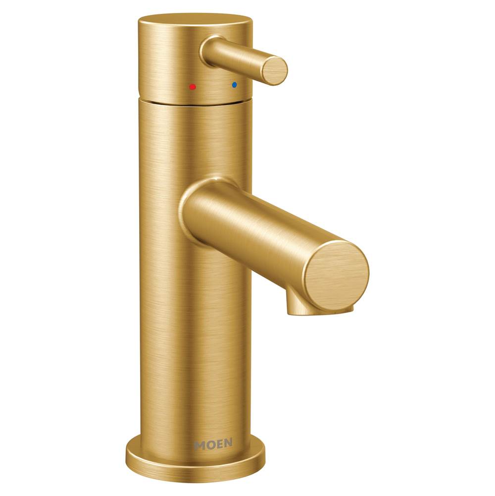 Moen Align One-Handle Modern Bathroom Faucet with Drain Assembly and Optional Deckplate, Brushed Gold
