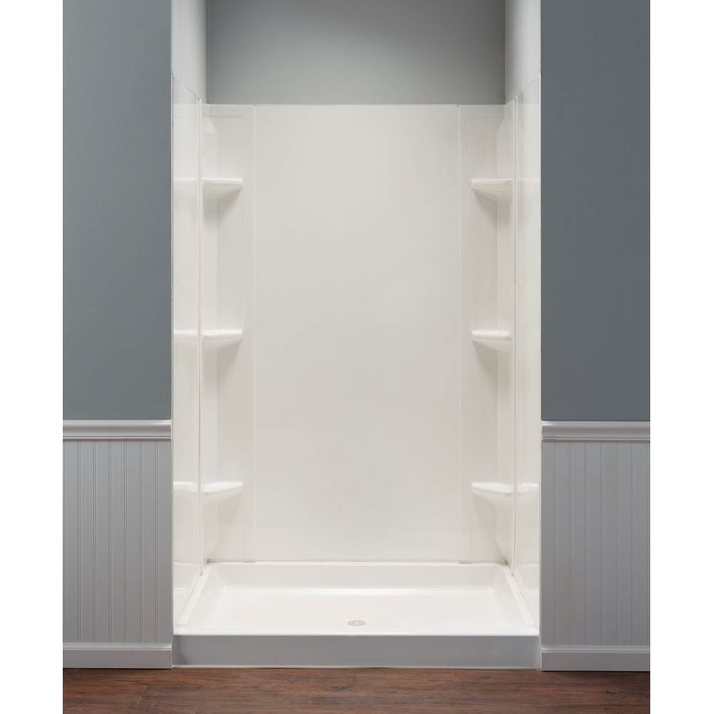 Mustee And Sons Durawall Shower Wall, White, Fits up to 48'' Wx42'' D Alcove