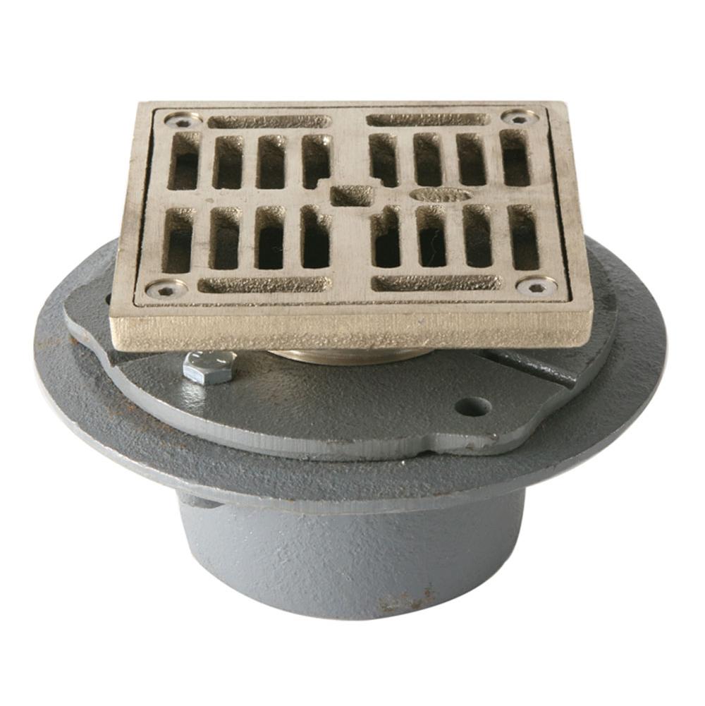 Mountain Plumbing 4'' Square Complete Shower Drain - Cast Iron