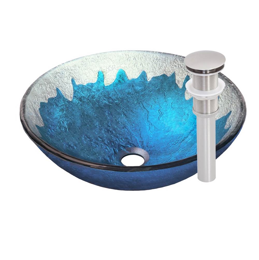 Novatto Novatto DIACCIO Glass Vessel Bathroom Sink Set, Brushed Nickel