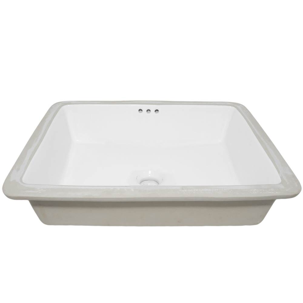 Novatto Shallow Rectangular Undermount White Porcelain Sink with Overflow, 20.5 x 16.25-inches