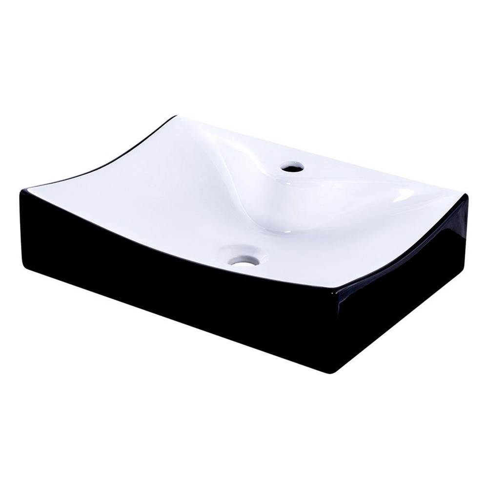 Novatto Novatto Black and White Porcelain Bath Sink with Faucet Hole, No Overflow