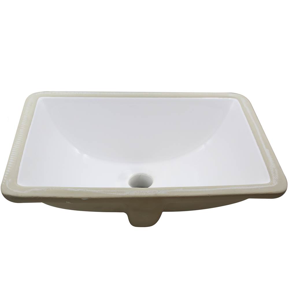 Novatto Rectangular Undermount White Porcleain Sink with Overflow, 18.25 x 13.5-inches