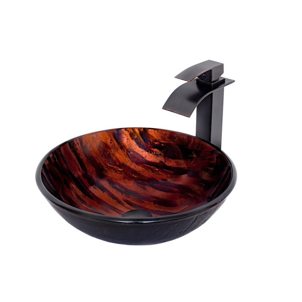 Novatto Novatto MIMETICA Glass Vessel Bathroom Sink Set, Oil Rubbed Bronze