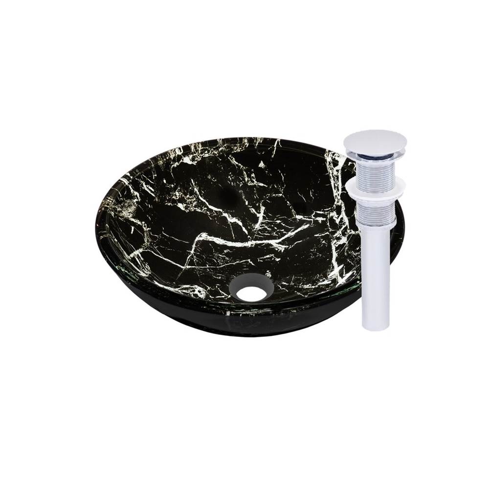 Novatto Novatto PALLINA Glass Vessel Bathroom Sink Set, Chrome