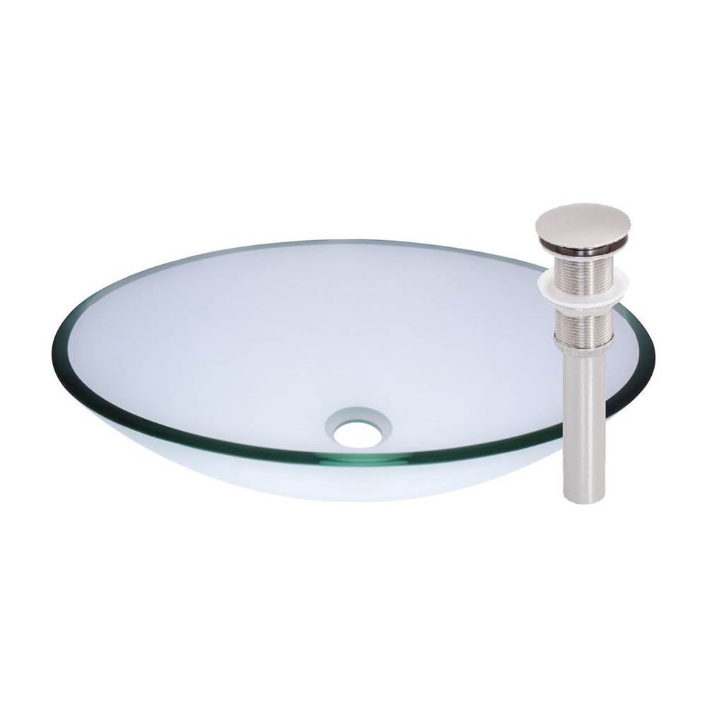 Novatto Novatto OVALE Glass Vessel Bathroom Sink Set, Brushed Nickel