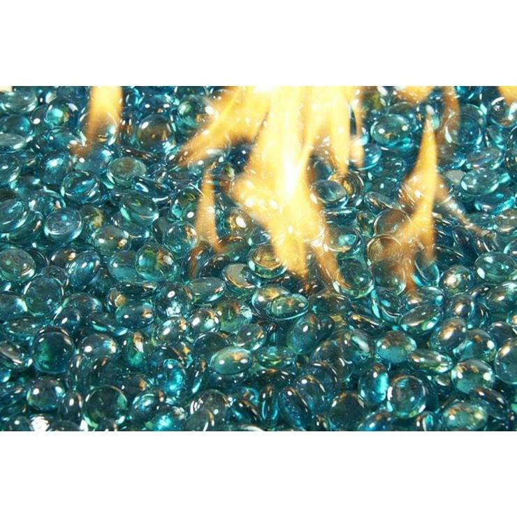 The Outdoor Greatroom Aqua Marine Tempered Fire Glass Gems. (5 lb Container)