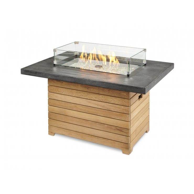 The Outdoor Greatroom Darien Rectangular Gas Fire Pit Table with Everblend Top