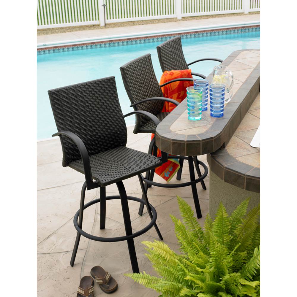 The Outdoor Greatroom Leather Wicker Bar Stools
