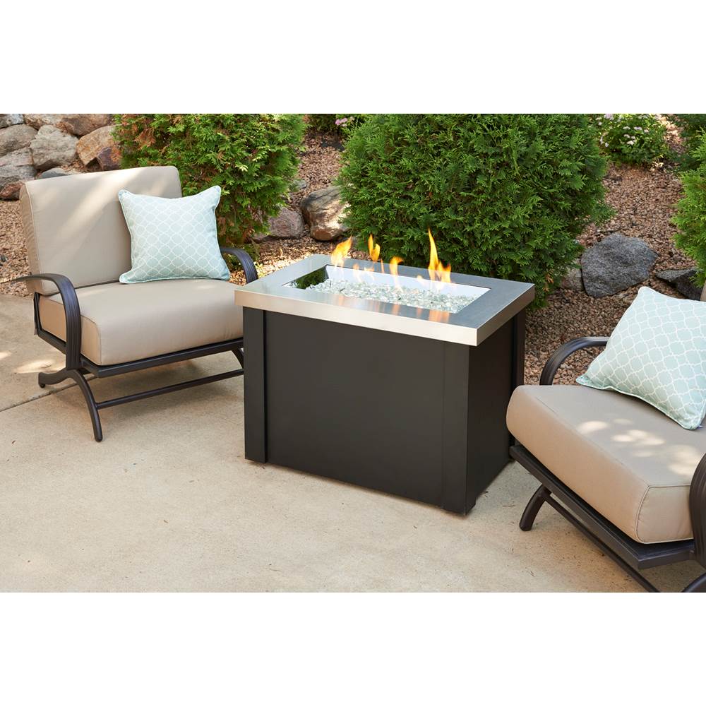 The Outdoor Greatroom Stainless Steel Providence Rectangular Gas Fire Pit Table