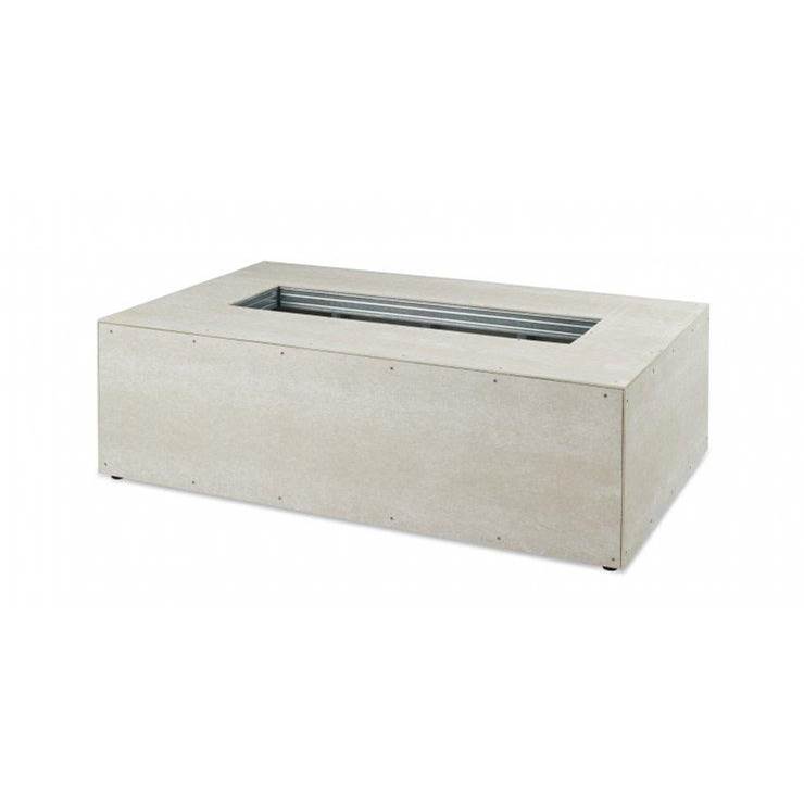 The Outdoor Greatroom 60'' Linear Ready-to-Finish Fire Pit Table Base w/Aluminum Top, BI737 burner, 2 vents, VCSV-CP control panel. Access door for LP tank.
