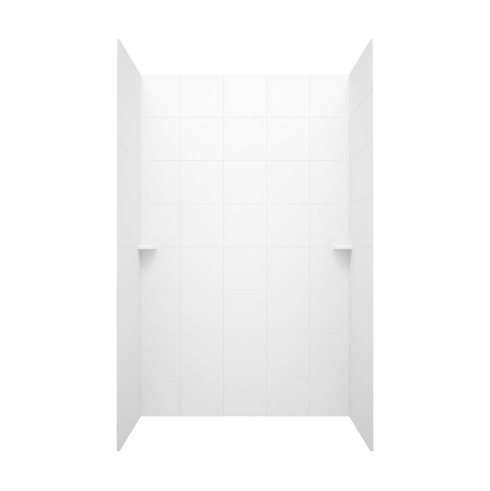 Swan SQMK96-3662 36 x 62 x 96 Swanstone® Square Tile Glue up Shower Wall Kit in White