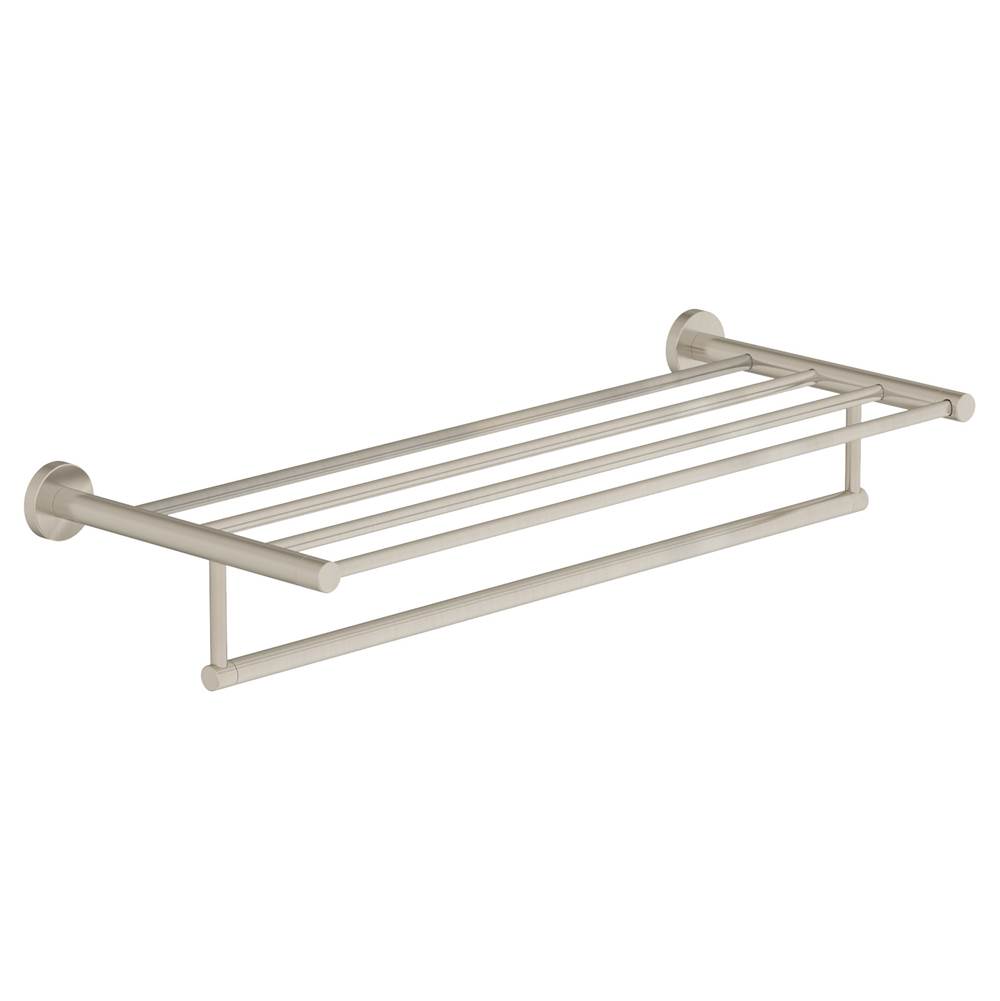 Symmons Dia 22 in. Wall-Mounted Towel Shelf with Bar in Satin Nickel