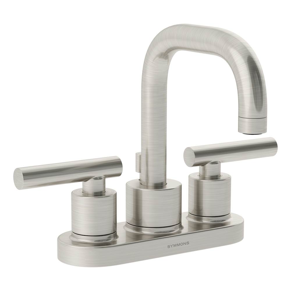 Symmons Dia 4 in. Centerset 2-Handle Bathroom Faucet with Drain Assembly in Satin Nickel (1.0 GPM)