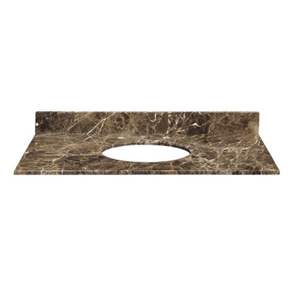 Ryvyr Stone Top - 49-inch for Oval Undermount Sink - Dark Emperador Marble
